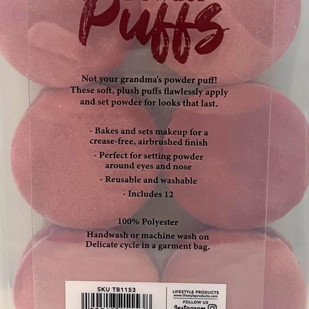 12 Piece Powder Puffs Set plus Reusable Storage Case Trubeauty Mauve Pink